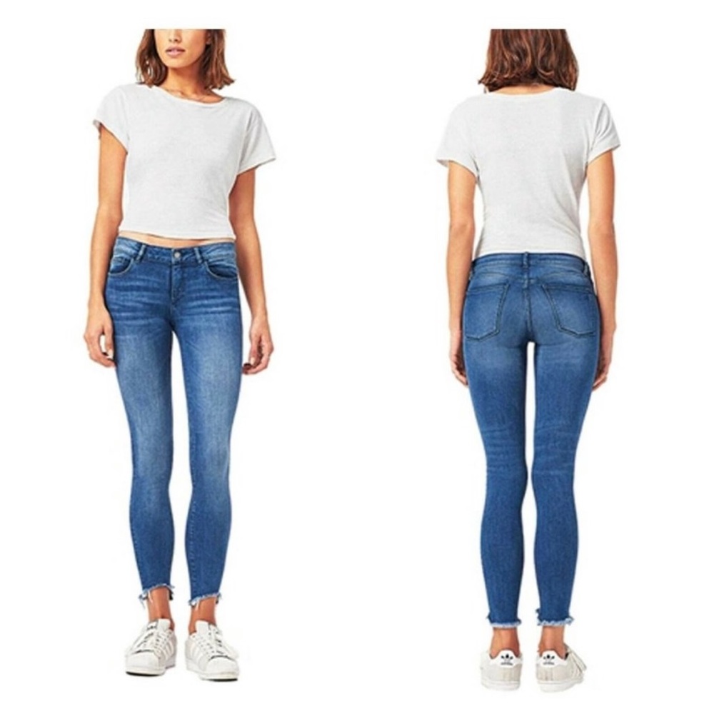 DL1961 x EMMA Women Blue Wash Skinny Jeans 27 Power Leggings Slim Fit Frayed